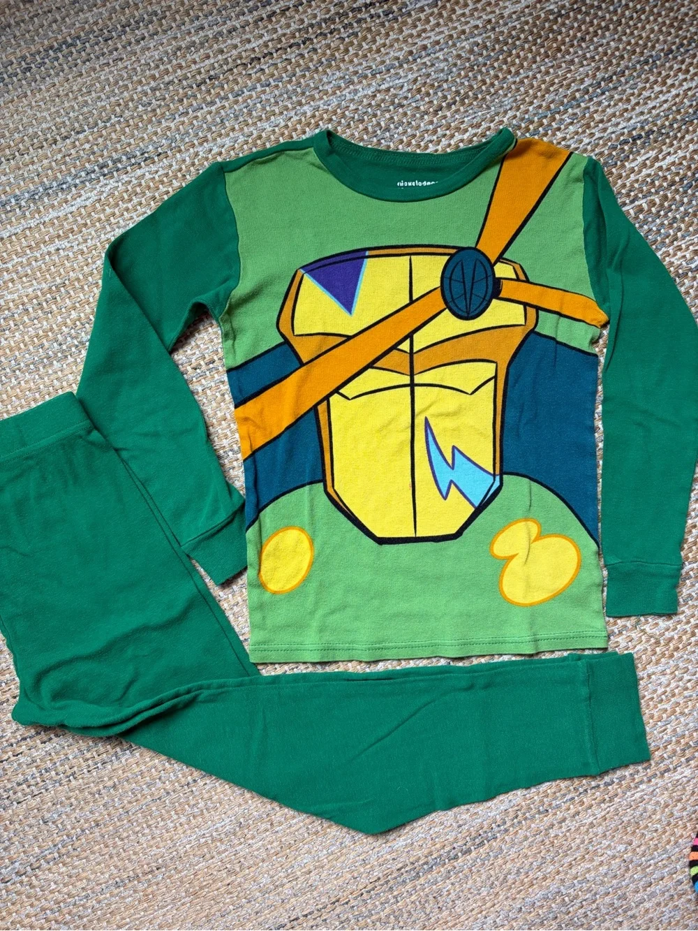 Nickelodeon Green and Yellow Kids Tee with Navy Trim